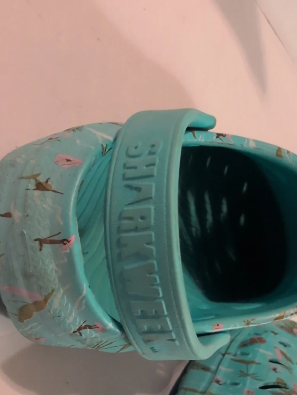 Rugged Shark Kids Aqua Floral Slip-Ons Teal Sz 2